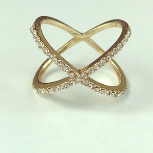 Baublebar Crossover Ring Gold Crystal size 9